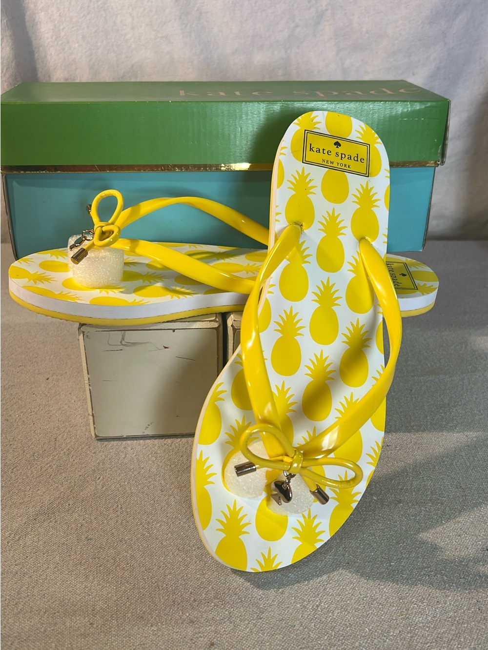 kate spade Yellow Pineapple Print Women’s Flip Flops